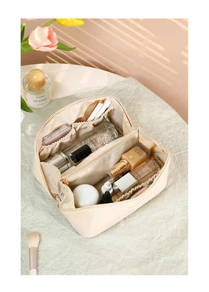 Portable PU Makeup Powder Waterproof Multifunctional Bag-14265Cream(SA2403-21) Cosmetic Pouches Apricot