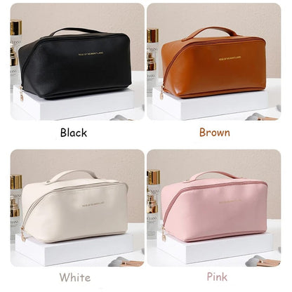Portable PU Makeup Powder Waterproof Multifunctional Bag-14265Cream(SA2403-21) Cosmetic Pouches Apricot
