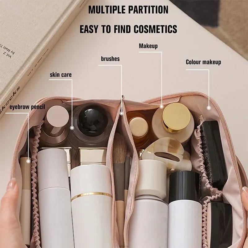 Portable PU Makeup Multifunctional Bag-Black(SA2403-21) Cosmetic Pouches Apricot