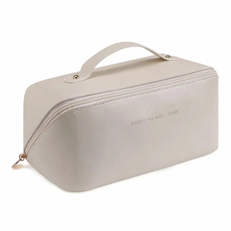 Portable PU Makeup Powder Waterproof Multifunctional Bag-14265Cream(SA2403-21) Cosmetic Pouches Apricot