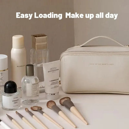 Portable PU Makeup Powder Waterproof Multifunctional Bag-14265Cream(SA2403-21) Cosmetic Pouches Apricot