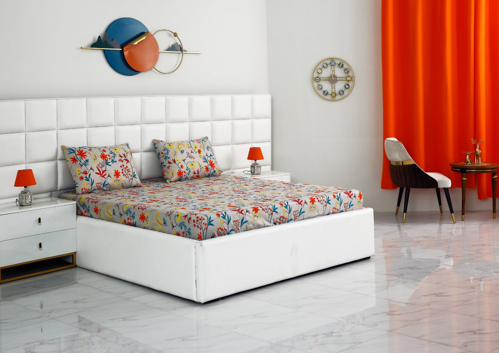 Fitted Bed Sheet-Orange Lilly Fitted Sheets Apricot