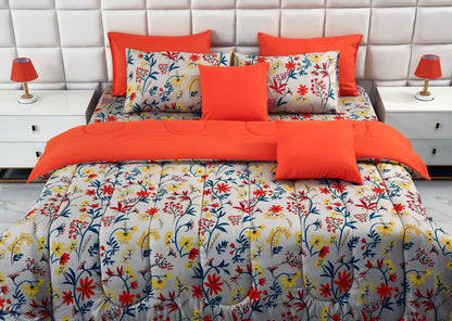 8 PCs Winter Comforter Set-Orange Lilly Comforters Apricot