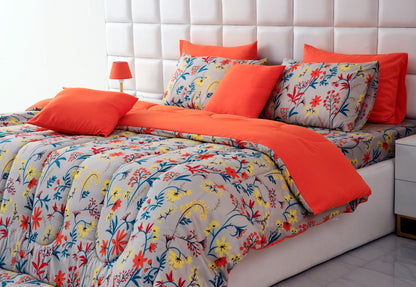 8 PCs Winter Comforter Set-Orange Lilly Comforters Apricot
