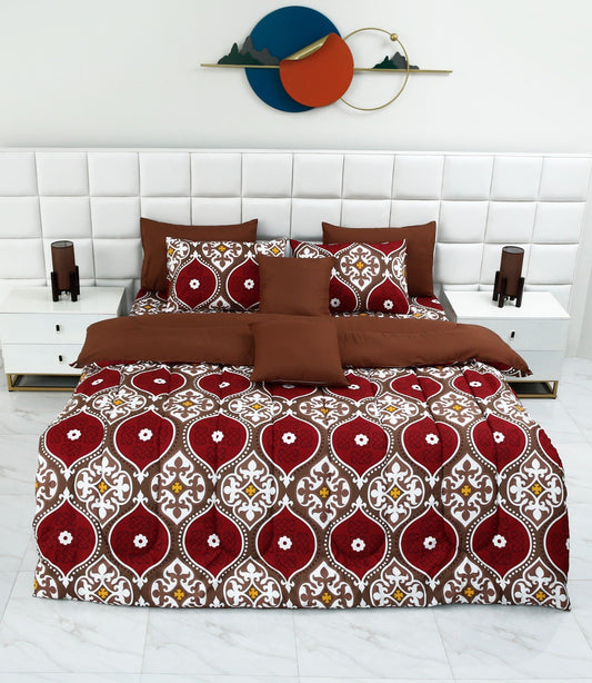 5 PCs Single Comforter Set-Brown Crown Comforters Apricot   