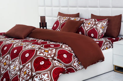 8 PCs Winter Comforter Set-Brown Crown Comforters Apricot