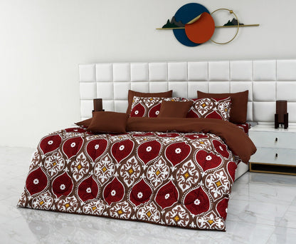 5 PCs Single Comforter Set-Brown Crown Comforters Apricot   