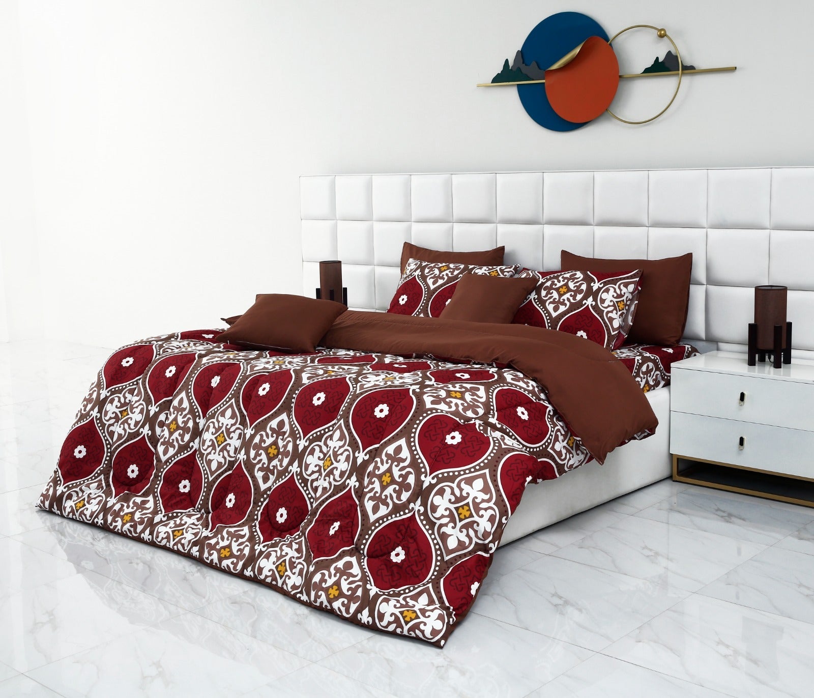 8 PCs Winter Comforter Set-Brown Crown Comforters Apricot