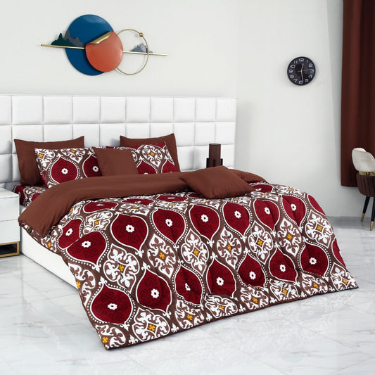 8 PCs Winter Comforter Set-Brown Crown Comforters Apricot