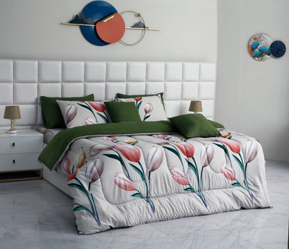 5 PCs Single Comforter Set-Ash Black Comforters Apricot