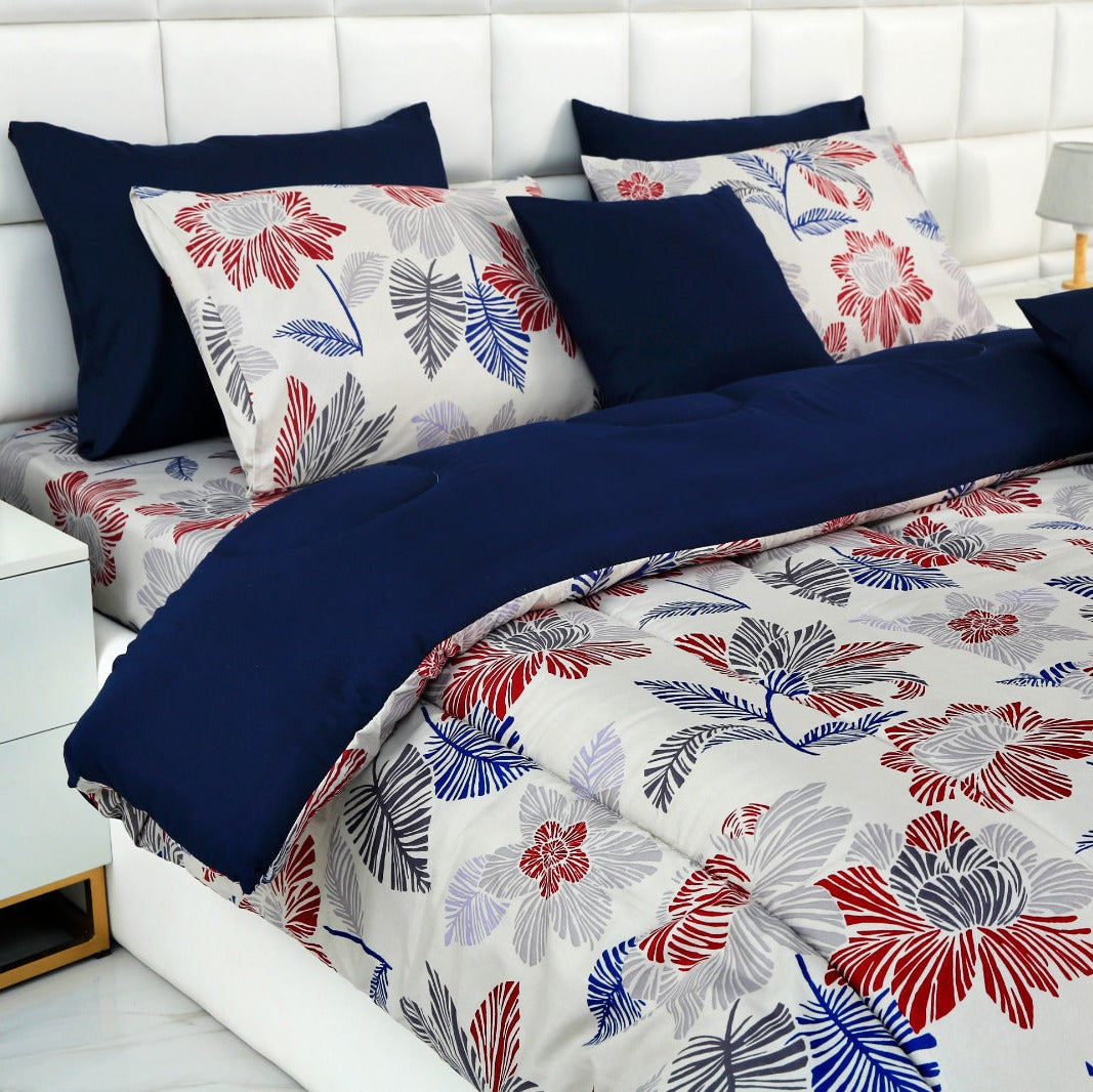 5 PCs Single Comforter Set-White Comforters Apricot