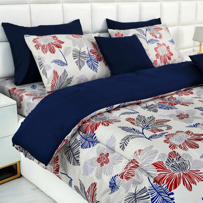 5 PCs Single Comforter Set-White Comforters Apricot