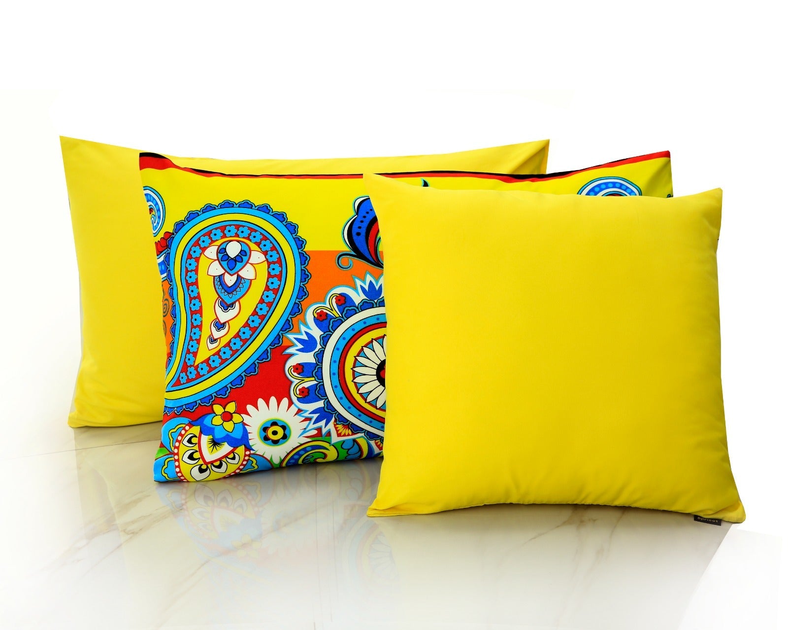 5 PCs Single Comforter Set-Multi Flower (Yellow Reverse) Comforters Apricot   
