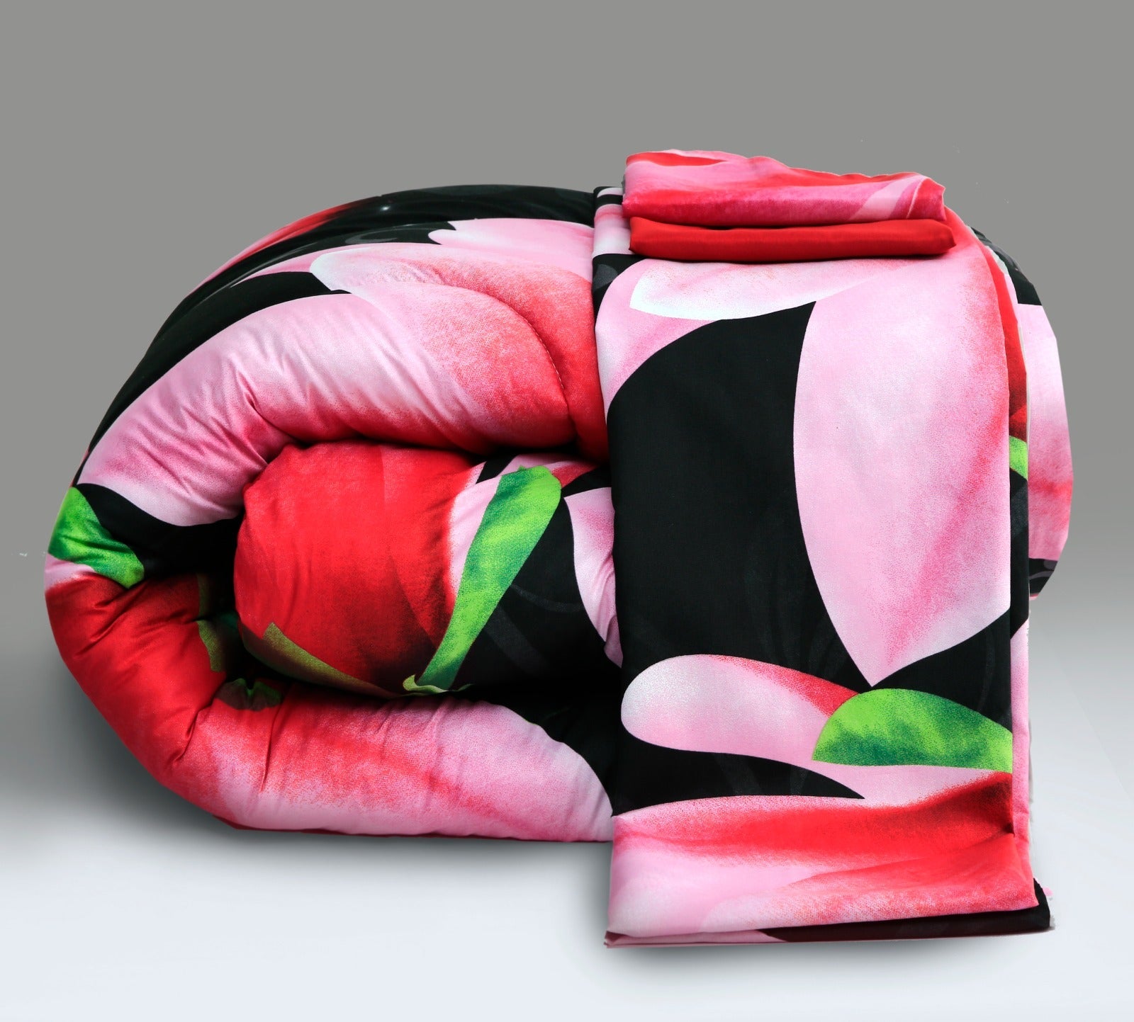 5 PCs Single Comforter Set-15185Pink Lotus Comforters Apricot   