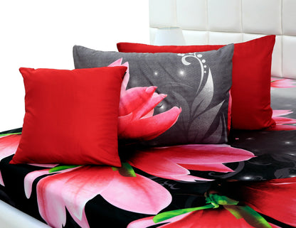 5 PCs Single Comforter Set-15185Pink Lotus Comforters Apricot   