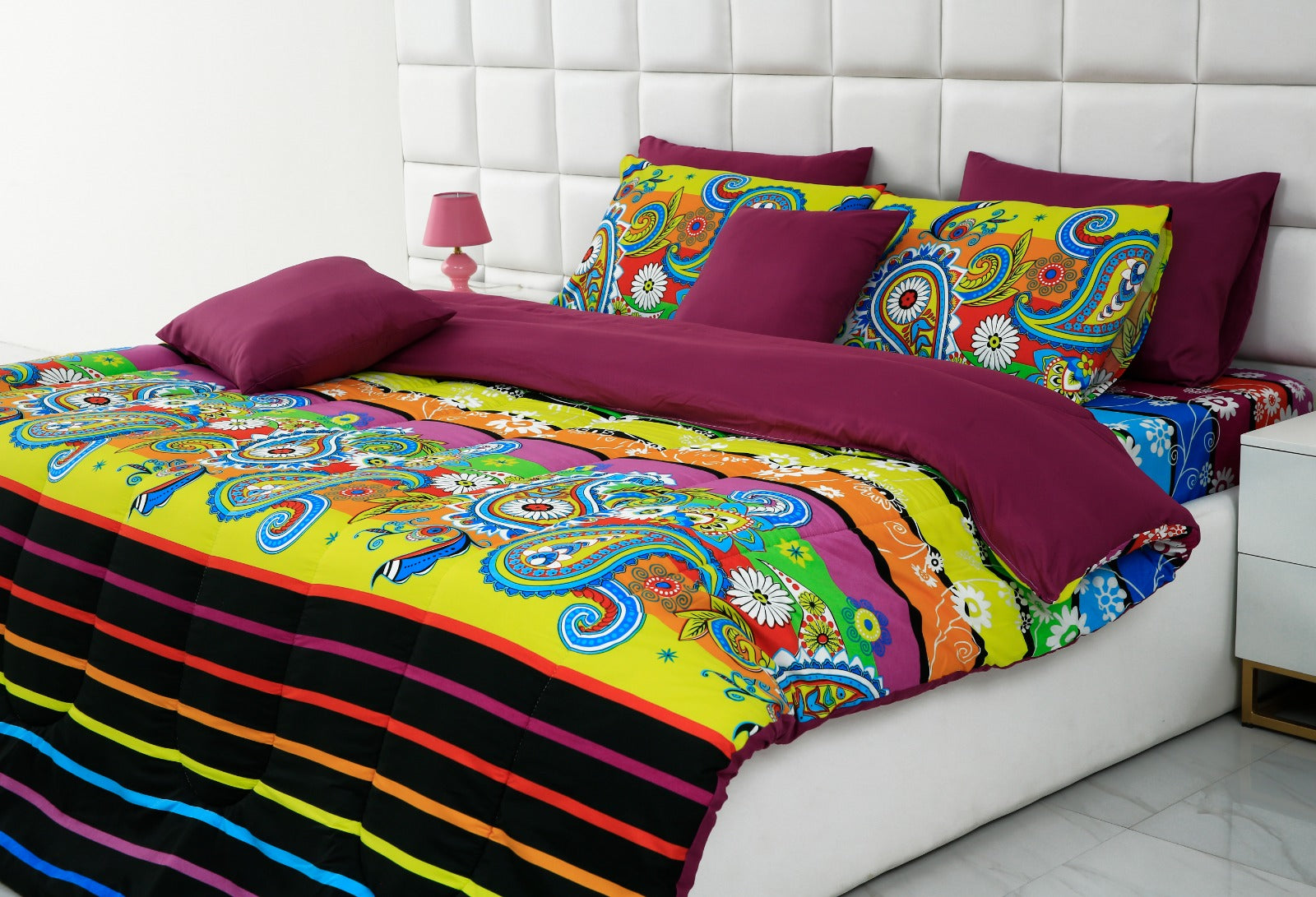 8 PCs Winter Comforter Set-Multi Flowers Comforters Apricot