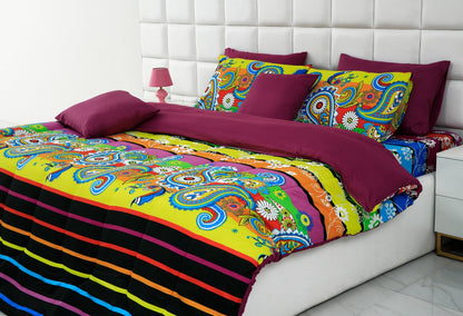 8 PCs Winter Comforter Set-Multi Flowers Comforters Apricot