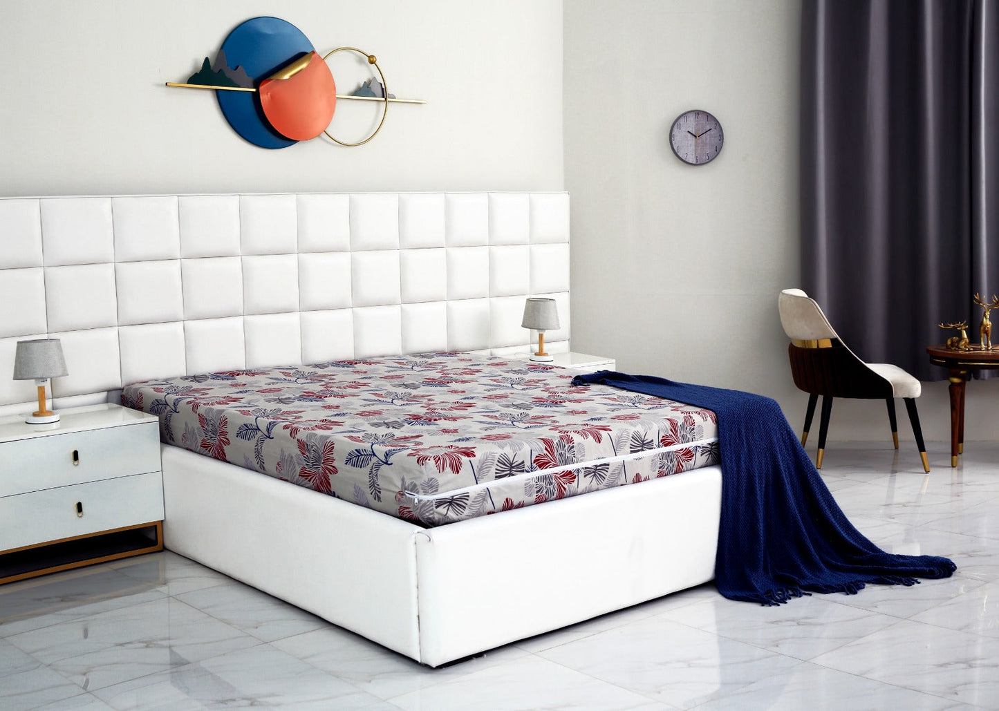 Zipper Mattress Cover Printed-Cherry Blosoom Protectors Apricot