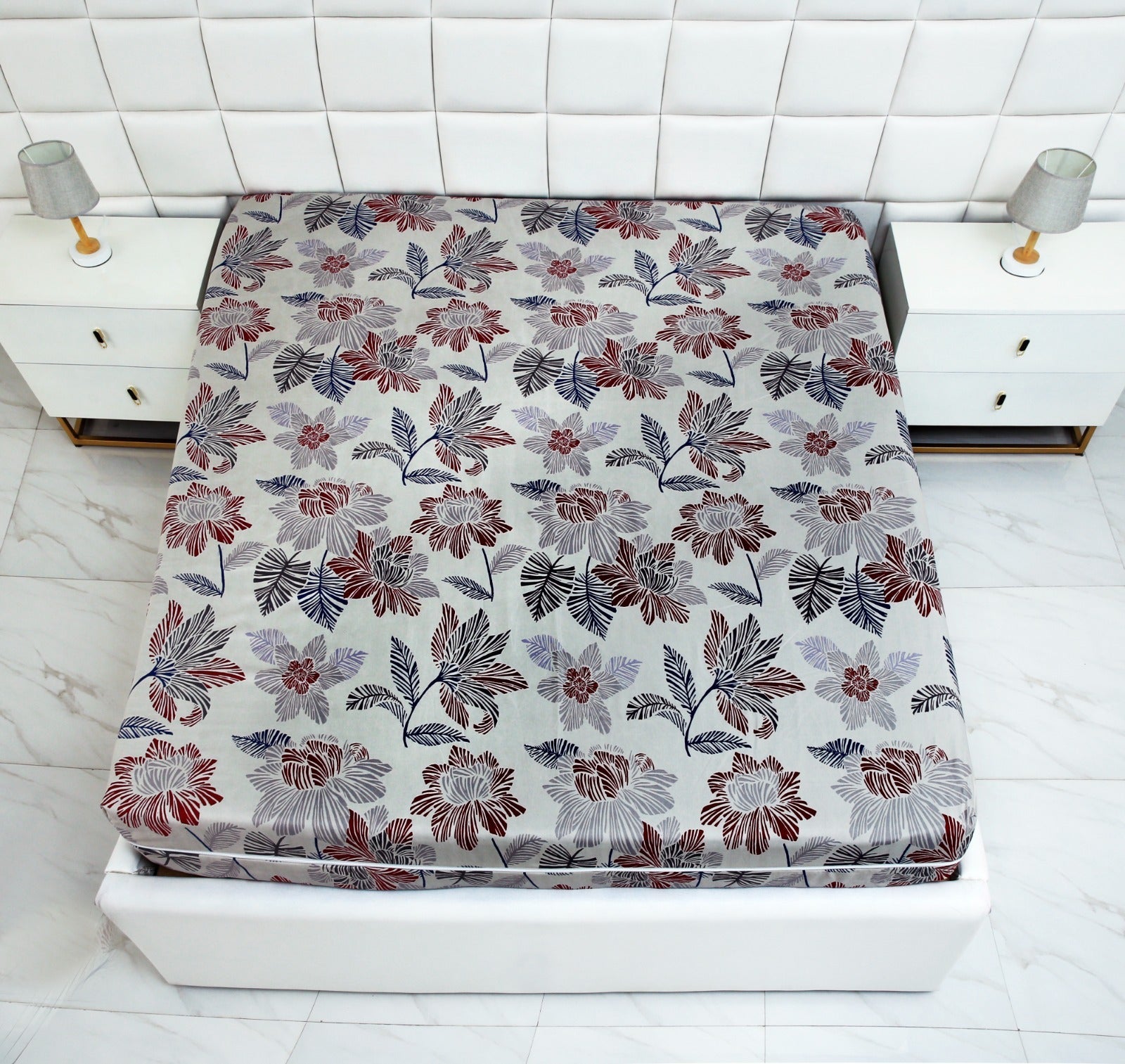 Zipper Mattress Cover Printed-Cherry Blosoom Protectors Apricot