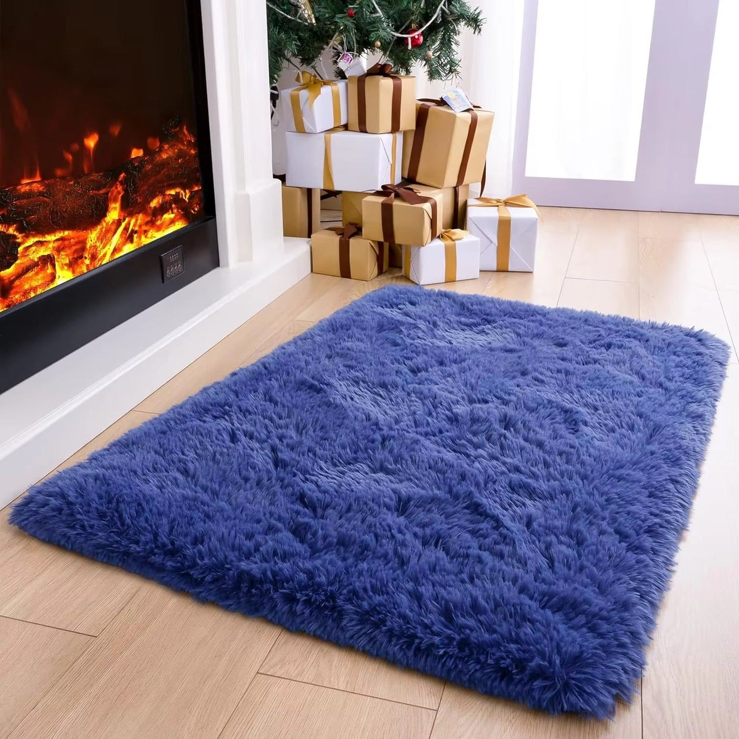 Anti-Slip Soft Fluffy Door Mat-15092 -Blue Door Mats Apricot