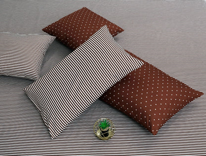8 PCs Winter Comforter Set-Brown Polka Comforters Apricot   