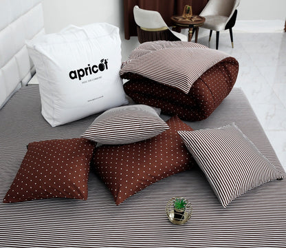 8 PCs Winter Comforter Set-Brown Polka Comforters Apricot   