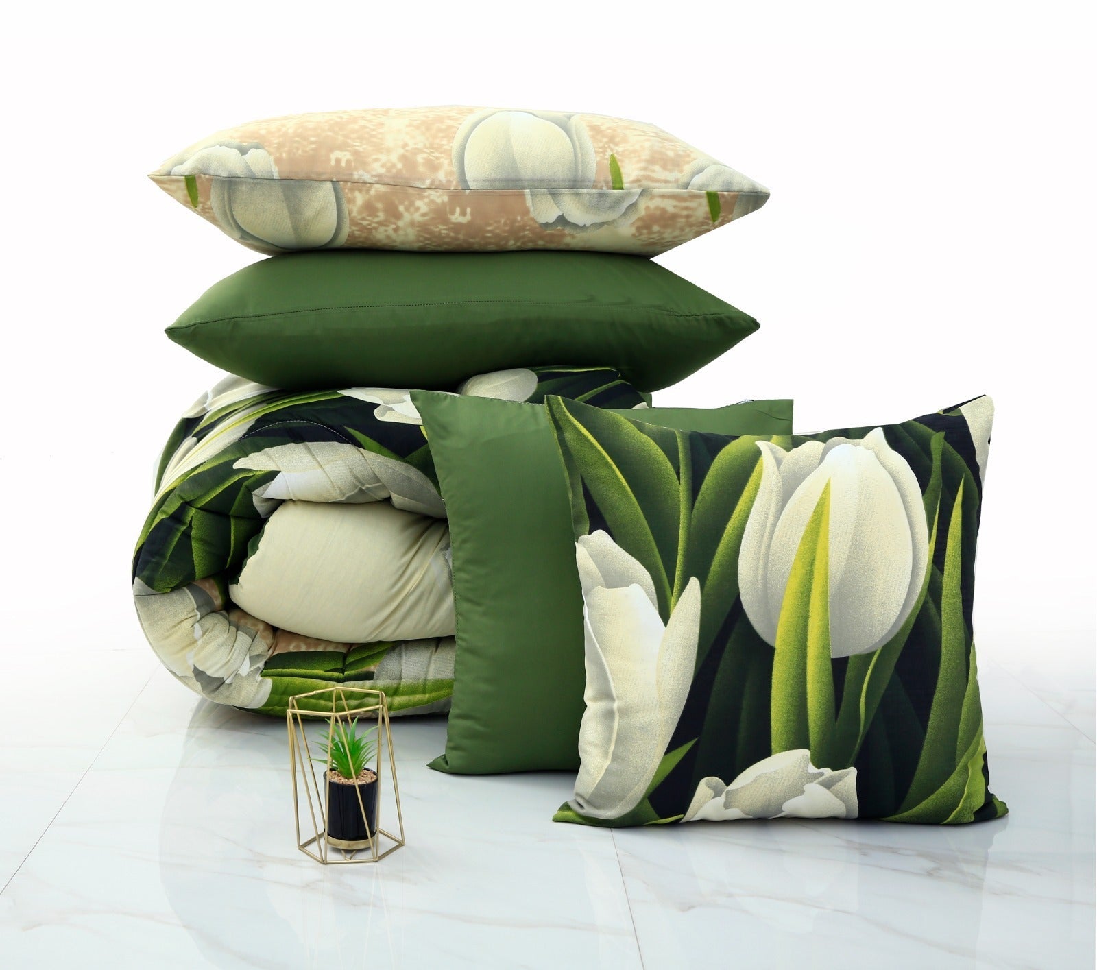 8 PCs Winter Comforter Set-Green Tulip Comforters Apricot