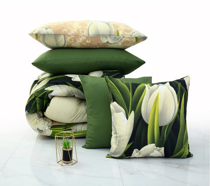 8 PCs Winter Comforter Set-Green Tulip Comforters Apricot