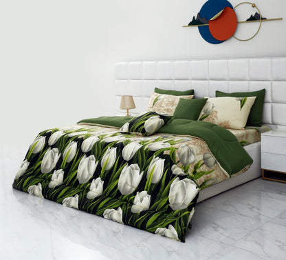 8 PCs Winter Comforter Set-Green Tulip Comforters Apricot