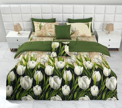 8 PCs Winter Comforter Set-Green Tulip Comforters Apricot