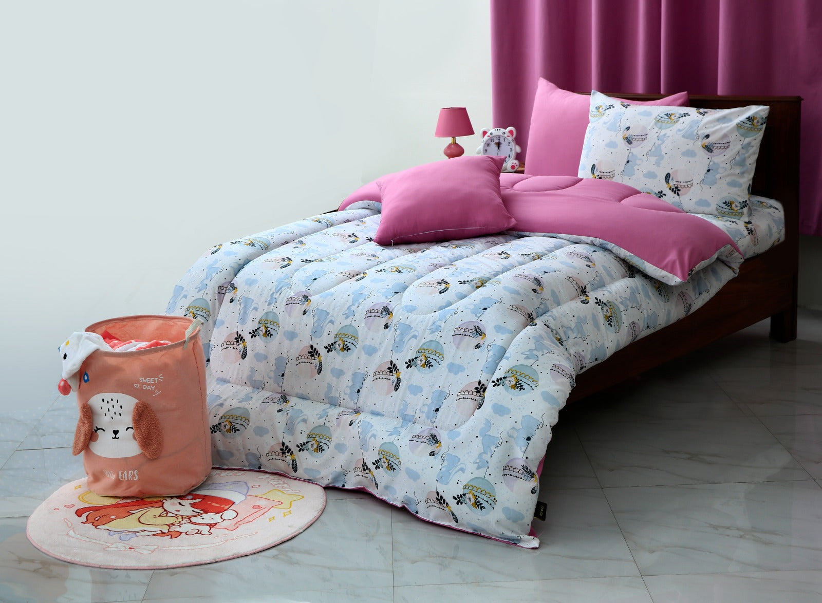 5 PCs Single Comforter Set-Sleeping Bunny Comforters Apricot