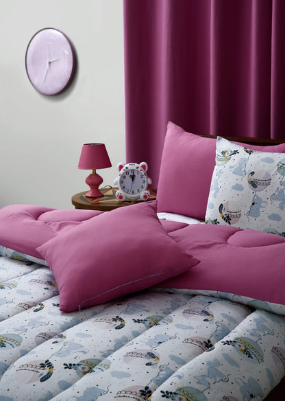 5 PCs Single Comforter Set-Sleeping Bunny Comforters Apricot