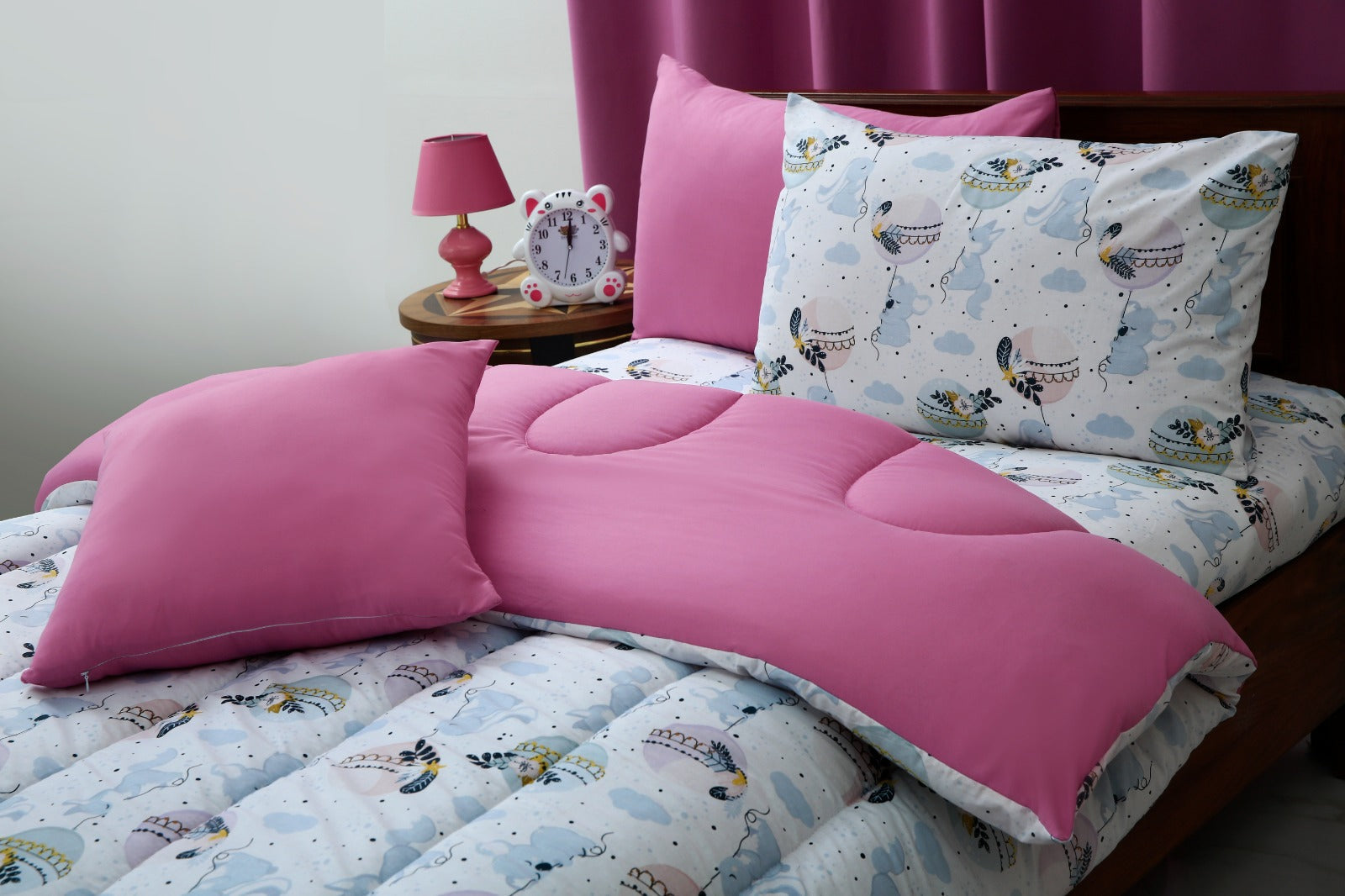 5 PCs Single Comforter Set-Sleeping Bunny Comforters Apricot