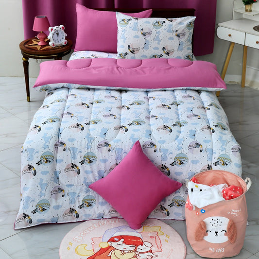 5 PCs Single Comforter Set-Sleeping Bunny Comforters Apricot