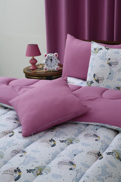 5 PCs Single Comforter Set-Sleeping Bunny Comforters Apricot