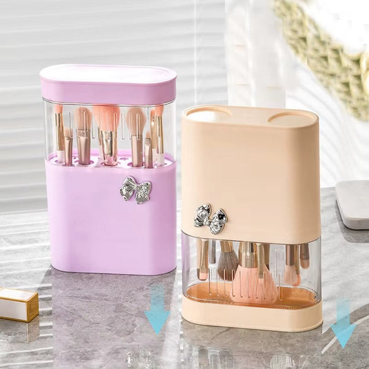 3 in 1 Makeup Brush Cleaning Box-Lilac Cosmetic Organizer Apricot