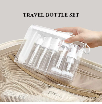 7PCs BPA Free Portable Toiletry Containers Set-(SA2405-283) Cosmetic Pouches Apricot