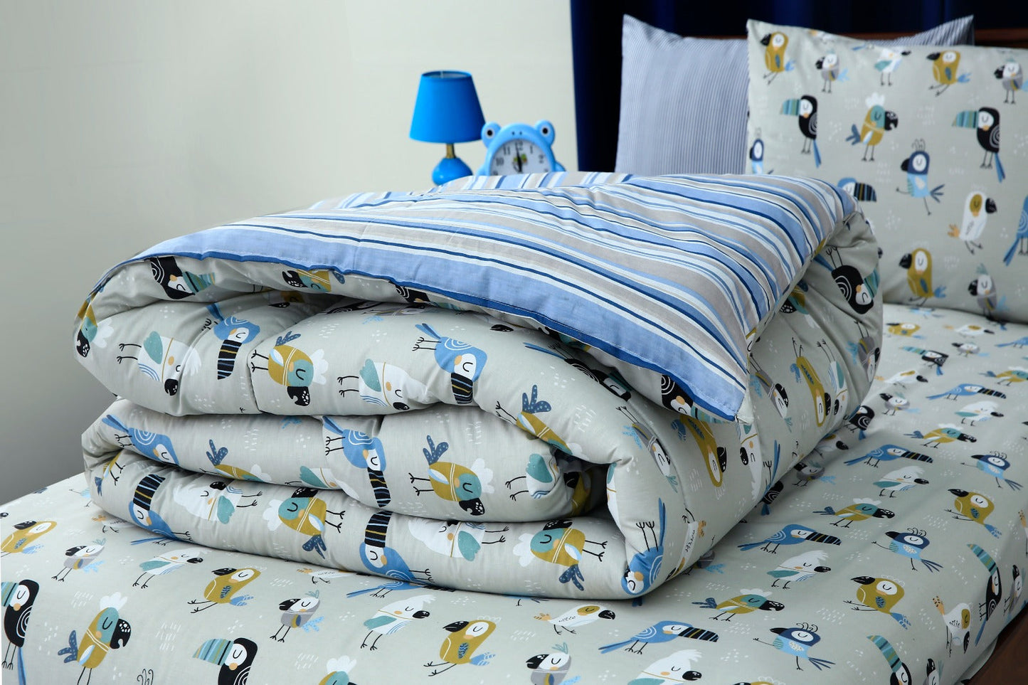 5 PCs Single Comforter Set-Birds