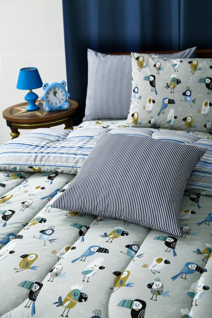 5 PCs Single Comforter Set-Birds