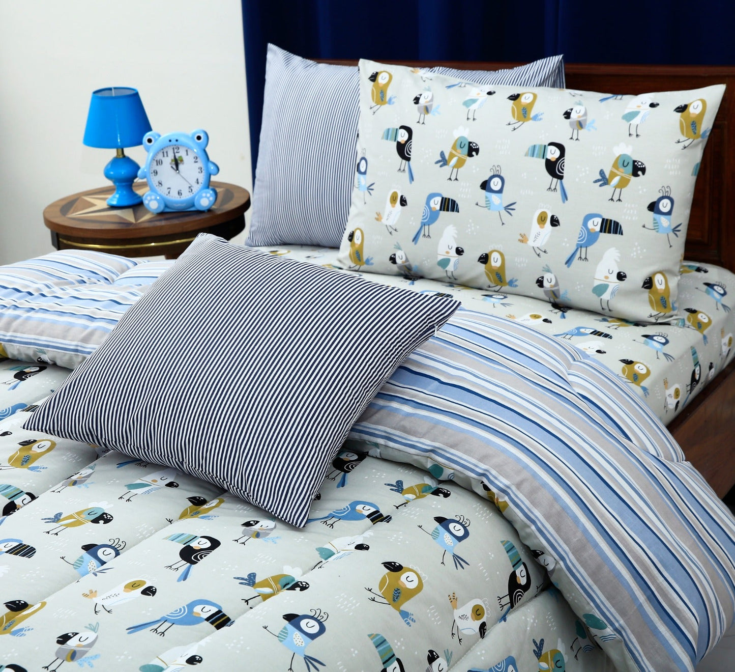 5 PCs Single Comforter Set-Birds