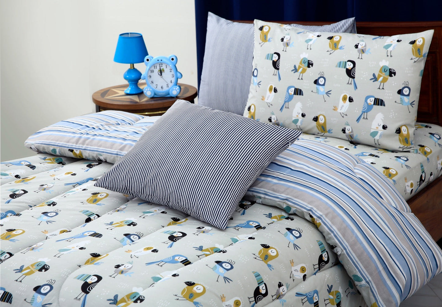 5 PCs Single Comforter Set-Birds