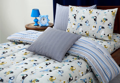 5 PCs Single Comforter Set-Birds