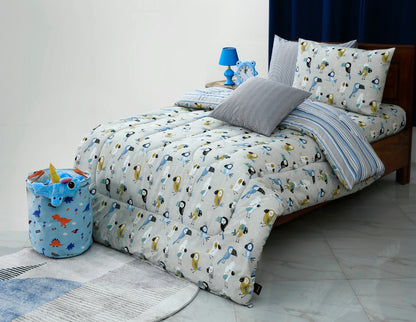 5 PCs Single Comforter Set-Birds