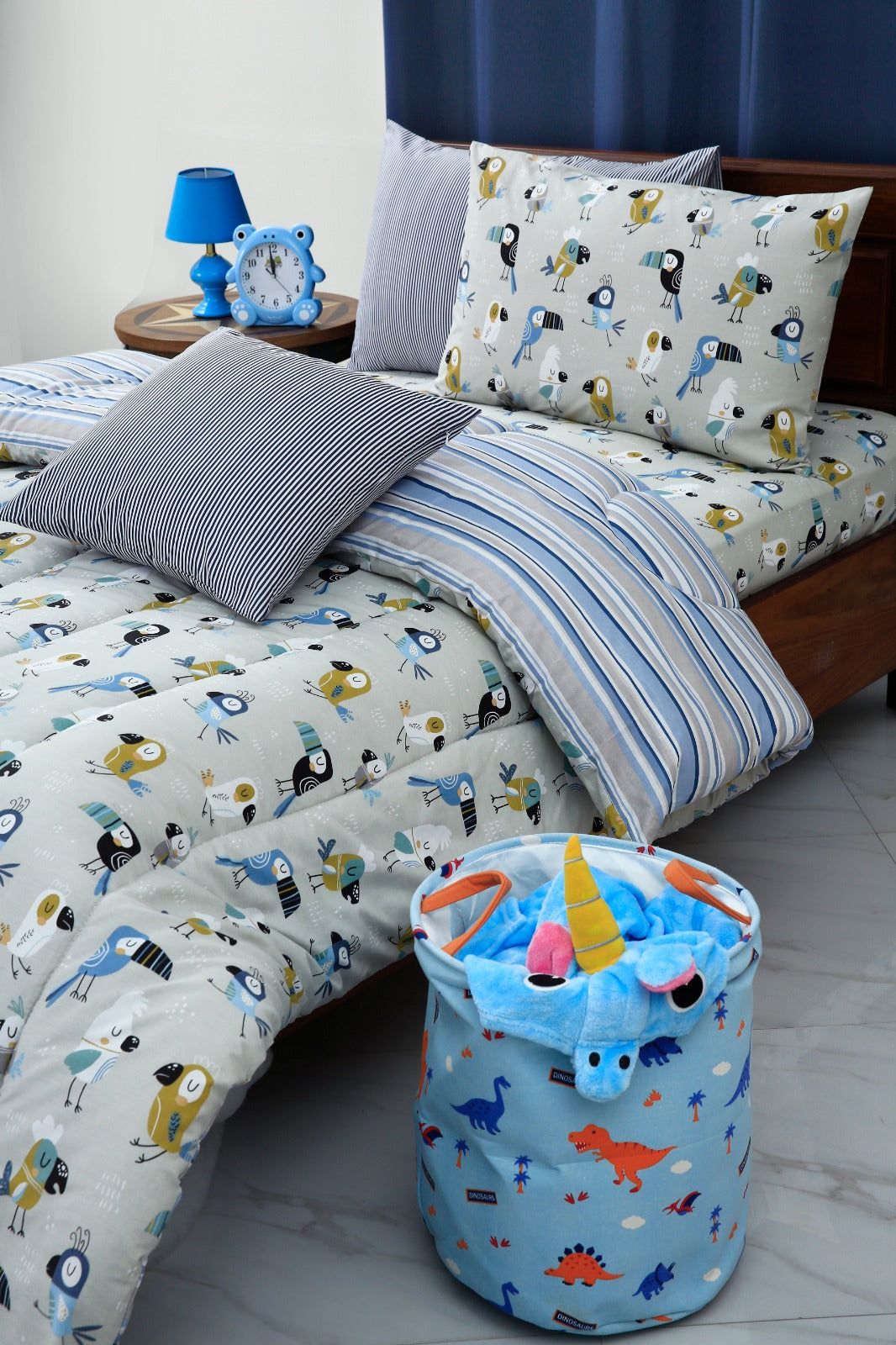 5 PCs Single Comforter Set-Birds