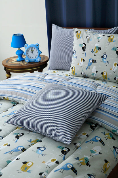 5 PCs Single Comforter Set-Birds
