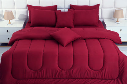 8 PCs Winter Razai Set-Dyed Maroon Comforters Apricot