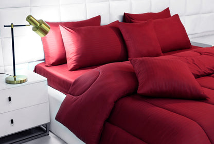 8 PCs Winter Razai Set-Dyed Maroon Comforters Apricot