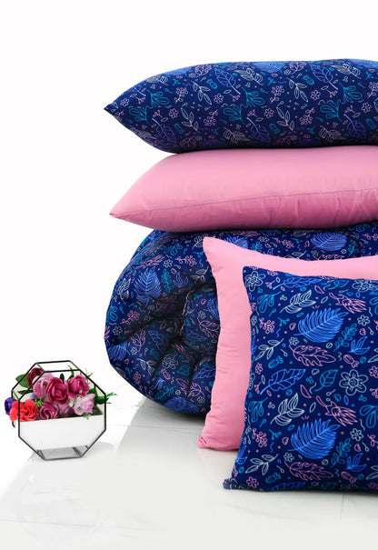 5 PCs Single Comforter Set-Blue Lilly Comforters Apricot
