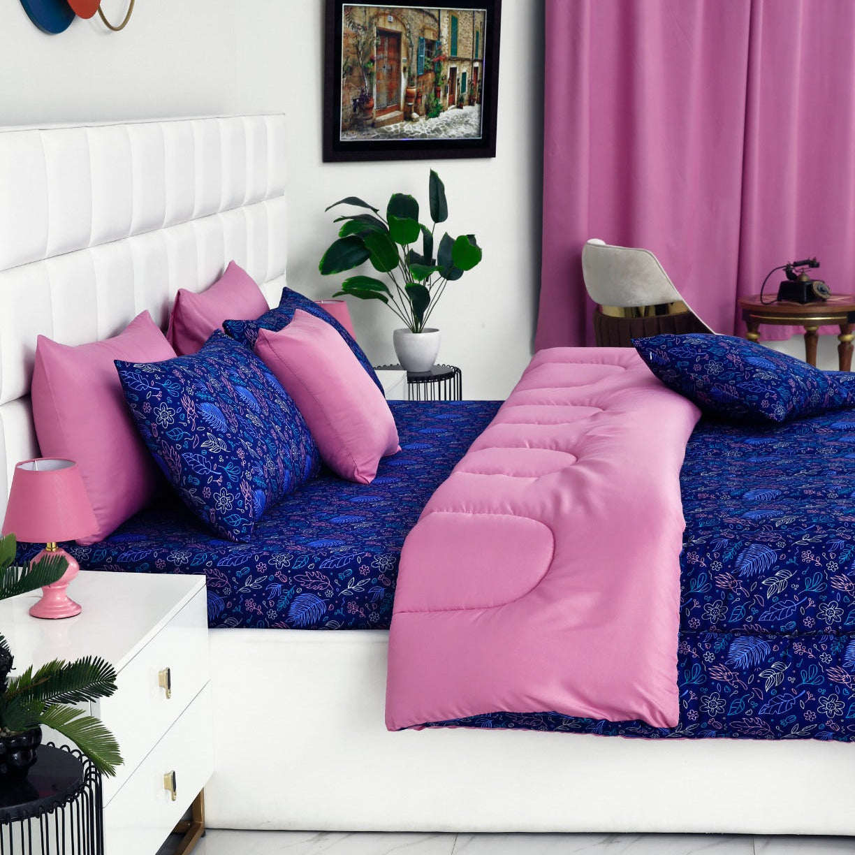 5 PCs Single Comforter Set-Blue Lilly Comforters Apricot