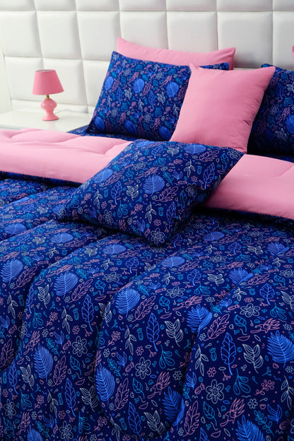 5 PCs Single Comforter Set-Blue Lilly Comforters Apricot